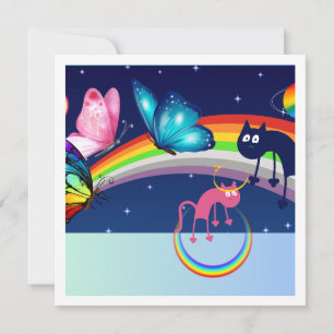 Night Sky, Two Cats, Butterflies, and a Rainbow Save The Date