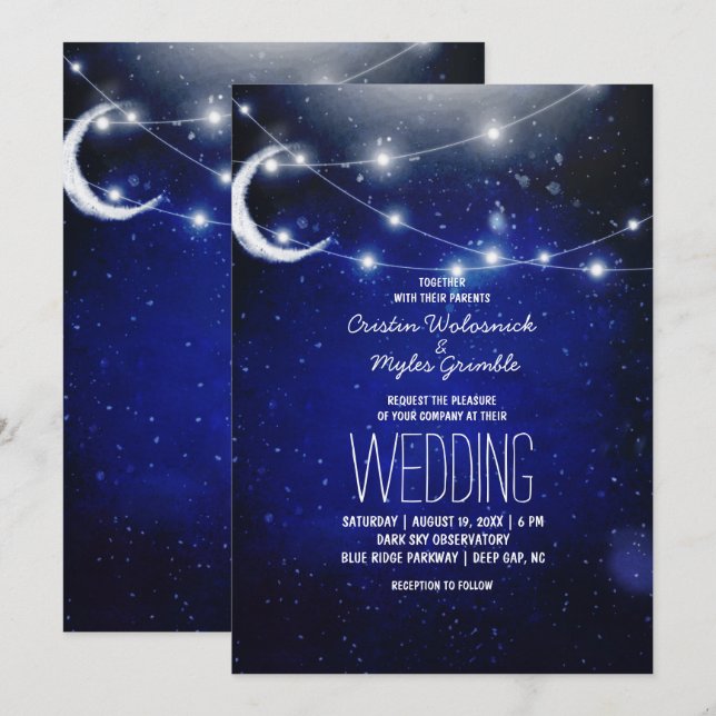 Night Sky Wedding | String Lights Invitation (Front/Back)