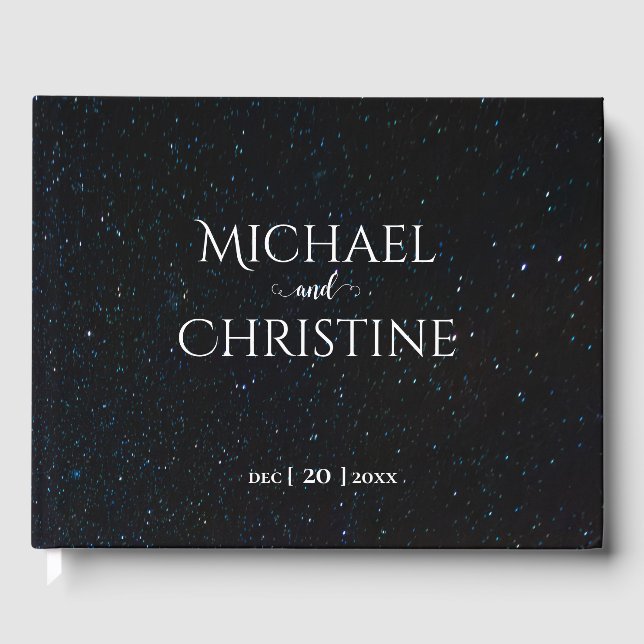 Night sky wedding under the stars guest book (Front)