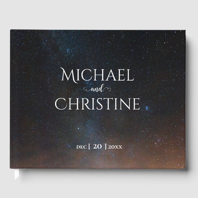 Night sky wedding under the stars guest book (Front)