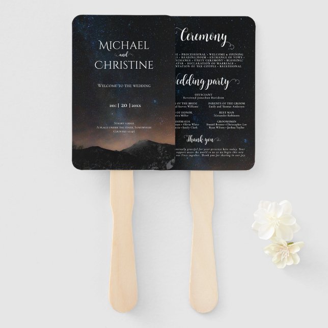 Night sky wedding under the stars hand fan (Front and Back)
