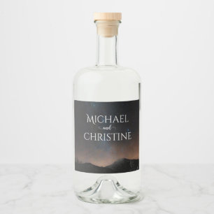 Night sky wedding under the stars liquor bottle label