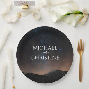 Night sky wedding under the stars paper plate