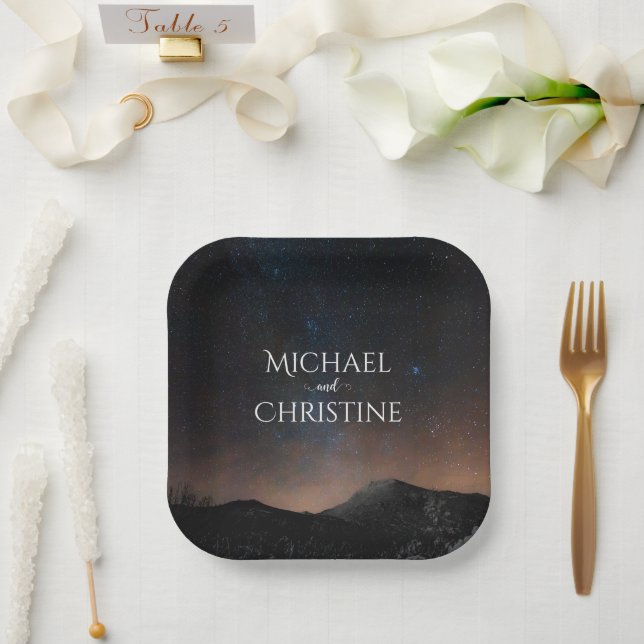 Night sky wedding under the stars paper plate (Wedding)