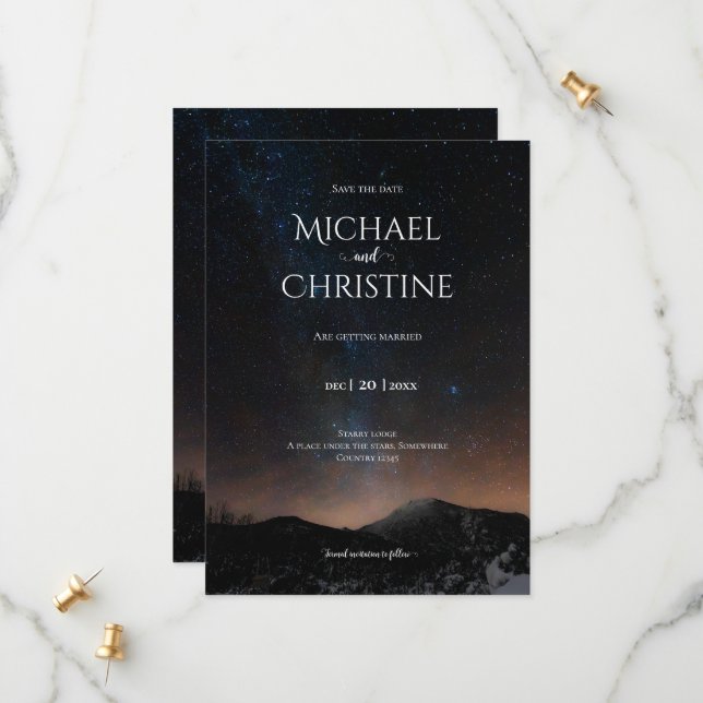 Night sky wedding under the stars save the date (Front/Back In Situ)