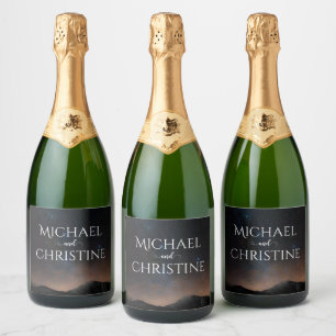 Night sky wedding under the stars sparkling wine label