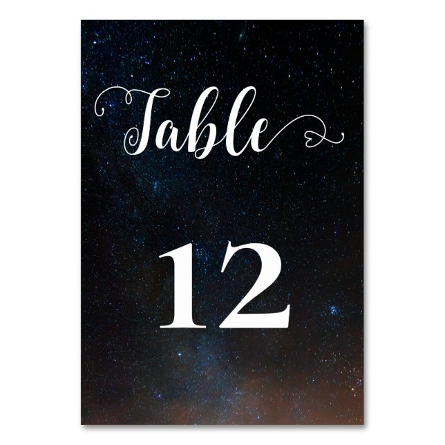 Night sky wedding under the stars table number (Front)