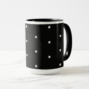 Night Sky, white stars at midnight, Mug