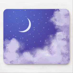 Night Sky With Crescent Moon Dreamy Mouse Mat