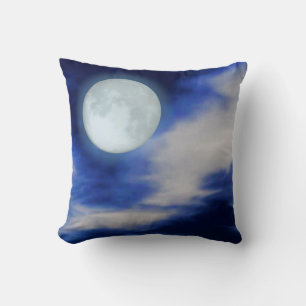 Night Sky with Moon and Clouds Cushion