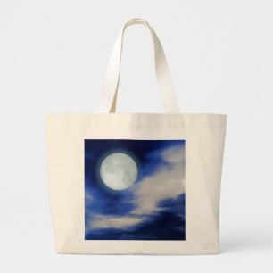 Night Sky with Moon and Clouds Large Tote Bag