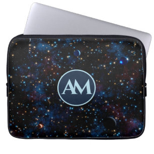 Night sky with stars and planets personalised laptop sleeve