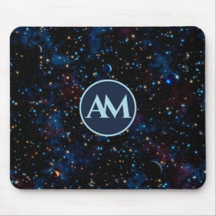 Night sky with stars and planets personalised mouse mat