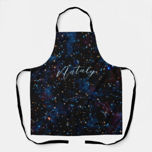 Night sky with stars and planets personalized apron