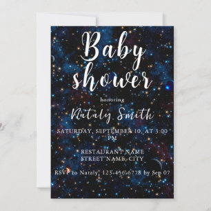 Night sky with stars and planets personalized invitation