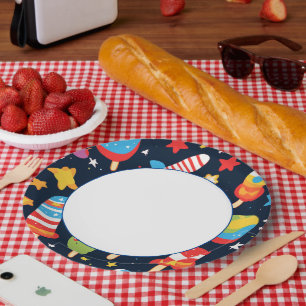 Night Sky with Stars and Popsicles Design Paper Plate