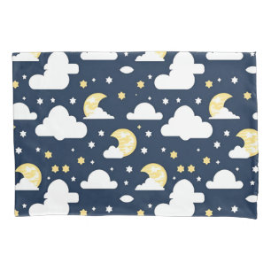Night Sky with Stars, Moon and Clouds Pillowcase