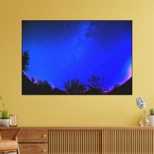 Night Sky with Stars ramed Matte Black Wood Frame Canvas Print
