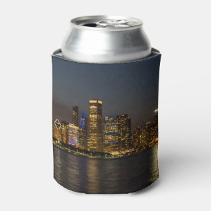 Night Skyline Chicago Pano Can Cooler