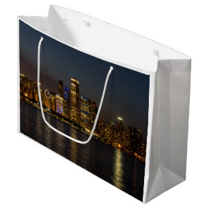 Night Skyline Chicago Pano Large Gift Bag