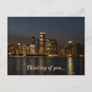 Night Skyline Chicago Pano Thinking Of You Postcard