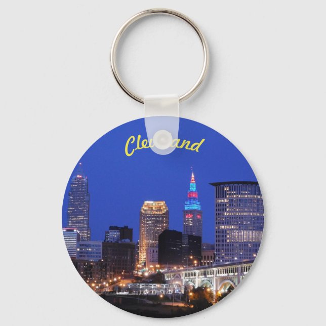 Night Skyline Cleveland OH Key Ring (Front)