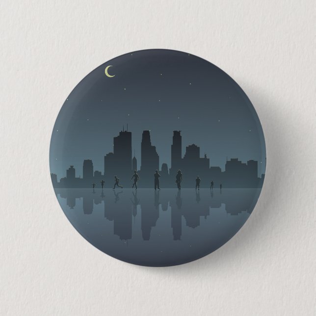 Night Skyline & Silhouettes 6 Cm Round Badge (Front)