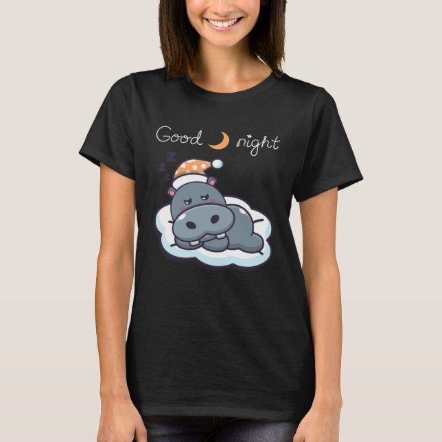 night sleeping dreaming baby hippo T-Shirt (Front)