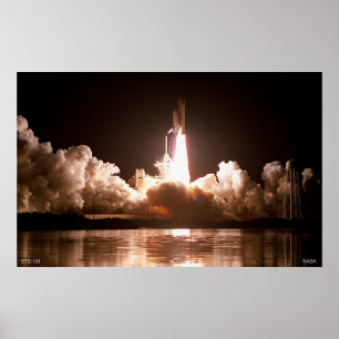 Night Space Shuttle Launch Poster