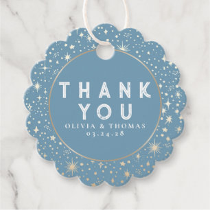 Night Star Celestial Mystical Dusty Blue Thank You Favour Tags