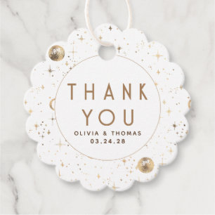 Night Star Celestial Mystical White Thank You Favour Tags