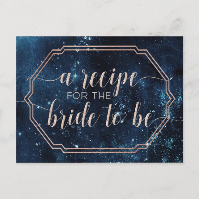 Night Star Sky Celestial Galaxy Bride Recipe Card (Front)