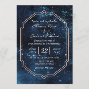 Night Star Sky Celestial Galaxy Wedding Invitation