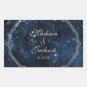 Night Star Sky Celestial Galaxy Wedding Monogram Rectangular Sticker