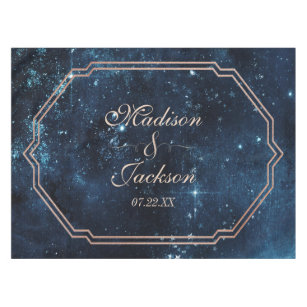 Night Star Sky Celestial Galaxy Wedding Monogram Tablecloth