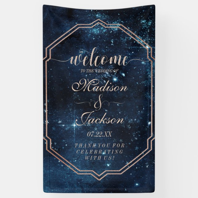 Night Star Sky Celestial Galaxy Wedding Welcome Banner (Vertical)