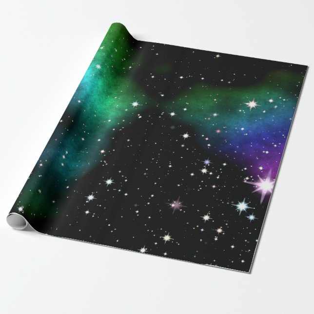 Night starry sky wrapping paper (Unrolled)