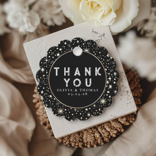 Night Stars Celestial Mystical Black Thank You Favour Tags
