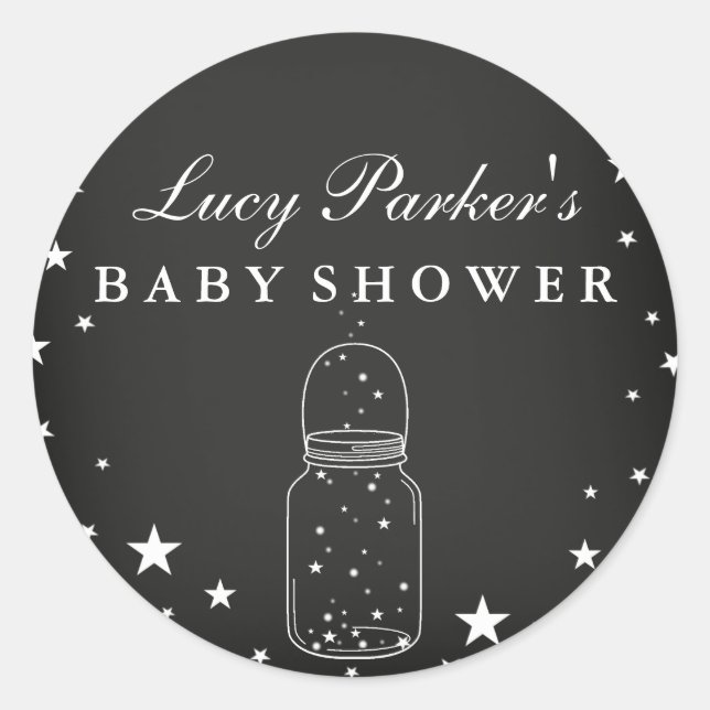Night Stars - Chalkboard Baby Shower Sticker (Front)