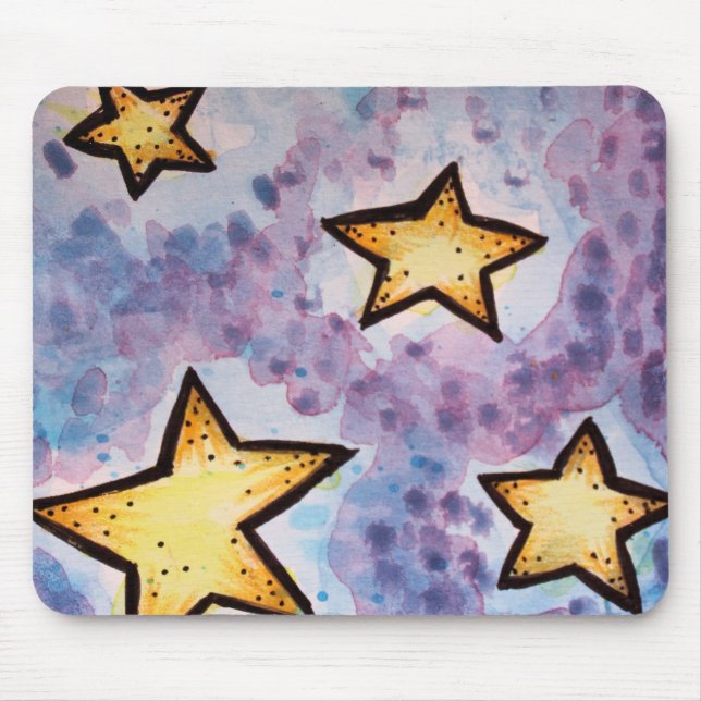 Night stars in watercolor mouse mat (Front)