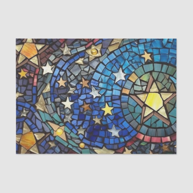 Night Stars Mosaic Decoupage Crafting Tissue Paper (Front)