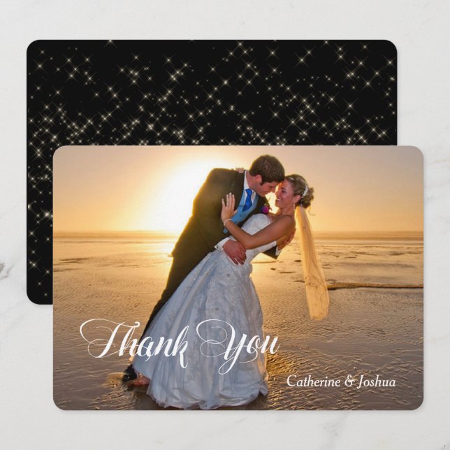 Night Stars Photo Template Wedding Thank You (Front/Back)