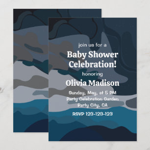 Night Stars Sky Clouds Gender Neutral Baby Shower Invitation