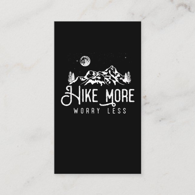 Night Stars Sky Mountains Forest Hiking Camping Business Card (Front)