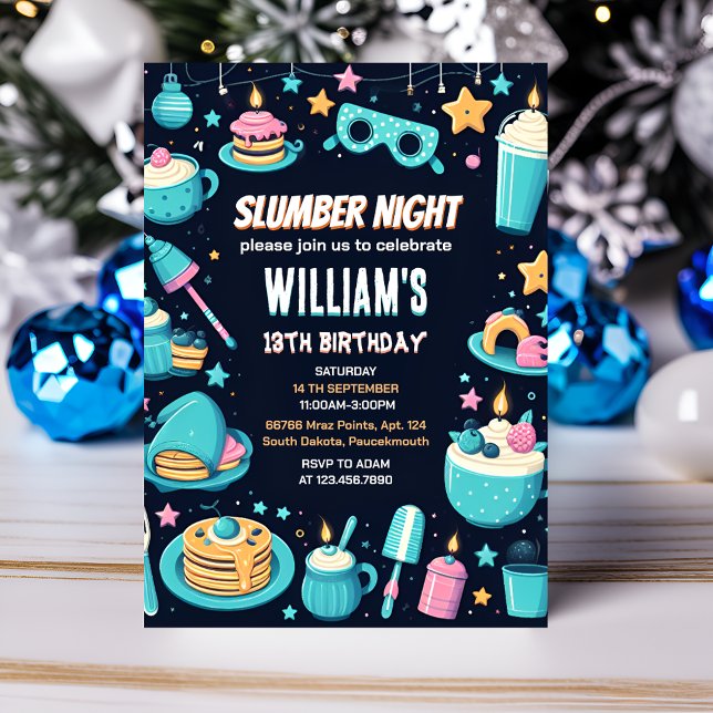 night stars Sleepover Slumber Party 13th birthday Invitation (Creator Uploaded)
