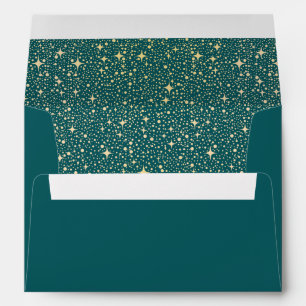 Night Stars Teal and Gold Envelope
