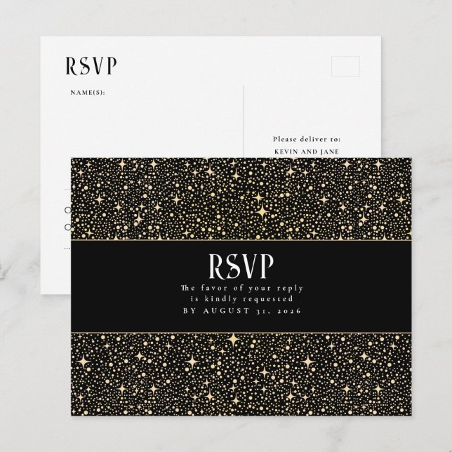 Night Stars Wedding RSVP Postcard (Front/Back)