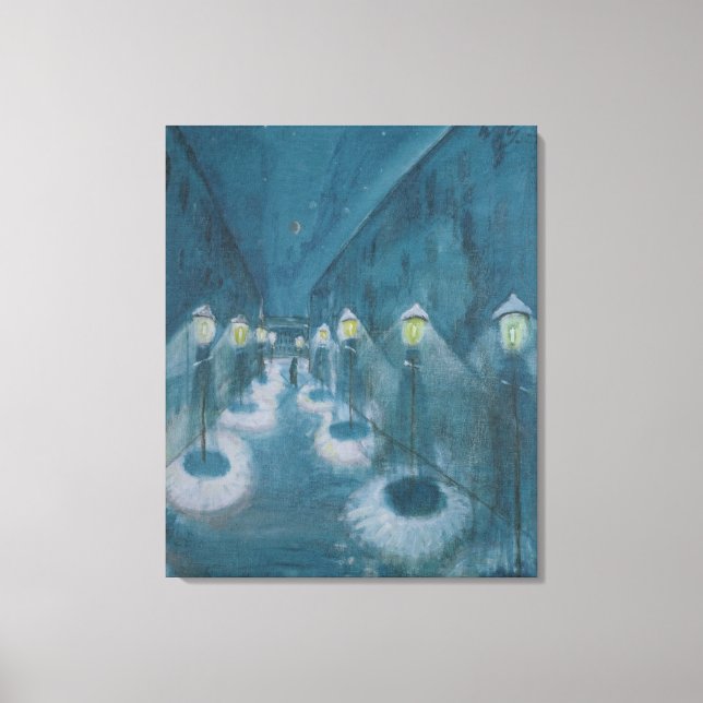 Night Street (Street By Night) (1922) Walter Grama Canvas Print (Front)