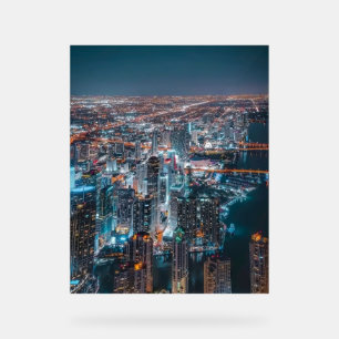 Night Stunning City Lights & Waterfront Urban Acrylic Sign