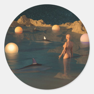 Night Swimming Classic Round Sticker